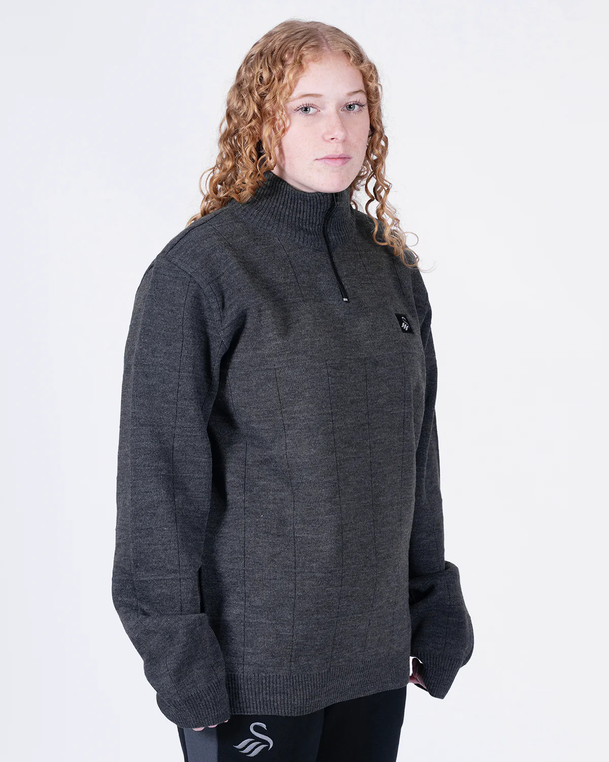 Adult Square Pattern 1/4 Zip - Grey - Image 3
